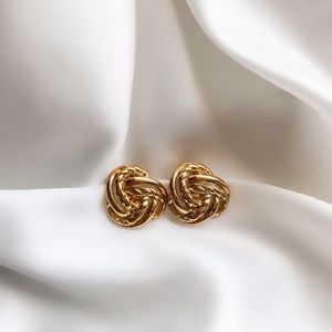 Vintage Golden Knot Clip Earrings